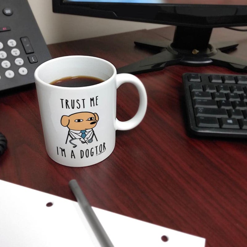 ThisWear Veterinarian Gifts For Men Trust Me I'm a Dogtor Funny Dog Gifts 11oz Ceramic Coffee Mug - Image 4